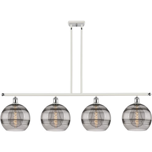 Ballston Rochester 4 Light 48.25 inch White Polished Chrome Stem Hung Island Light Ceiling Light