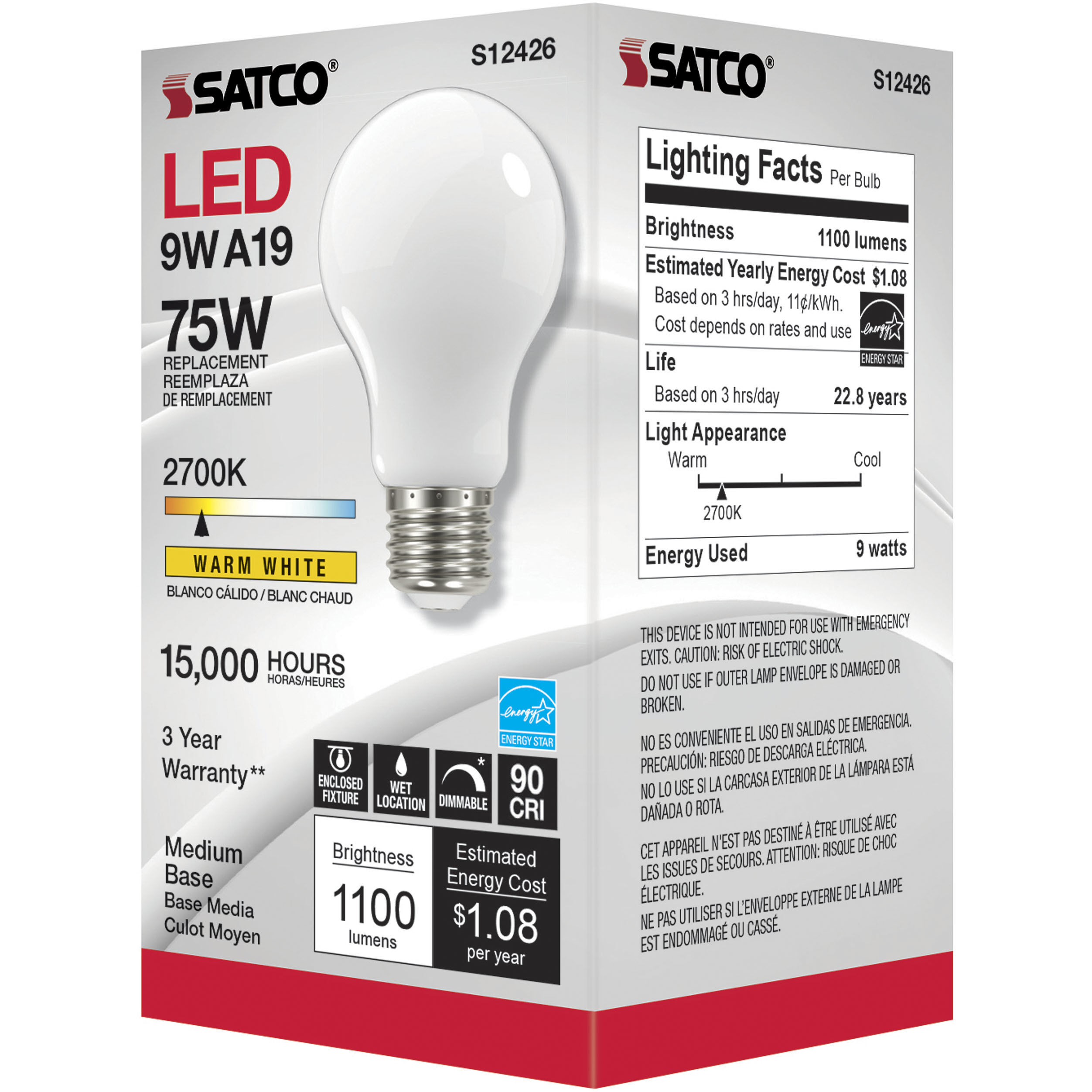 Lumos LED Medium 11.00 watt 120 2700K Light Bulb