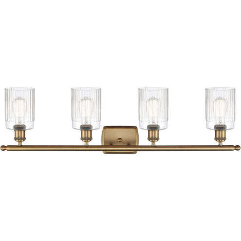Ballston Hadley LED 36 inch Brushed Brass Bath Vanity Light Wall Light in Clear Glass, Ballston