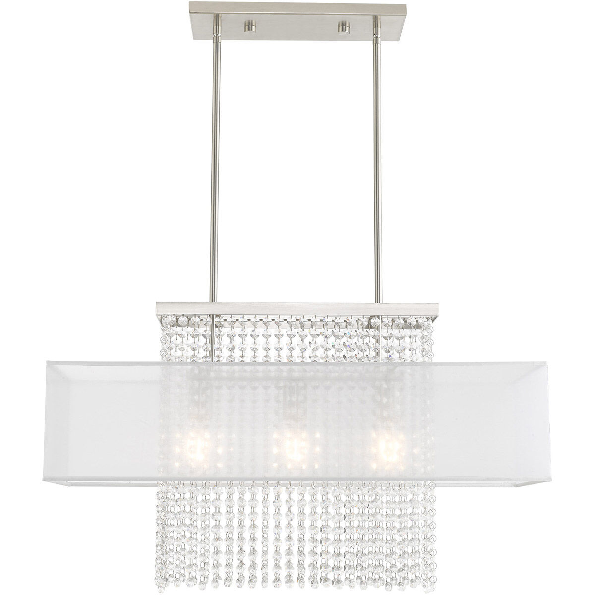 Bella Vista 3 Light 30 inch Brushed Nickel Linear Chandelier Ceiling Light