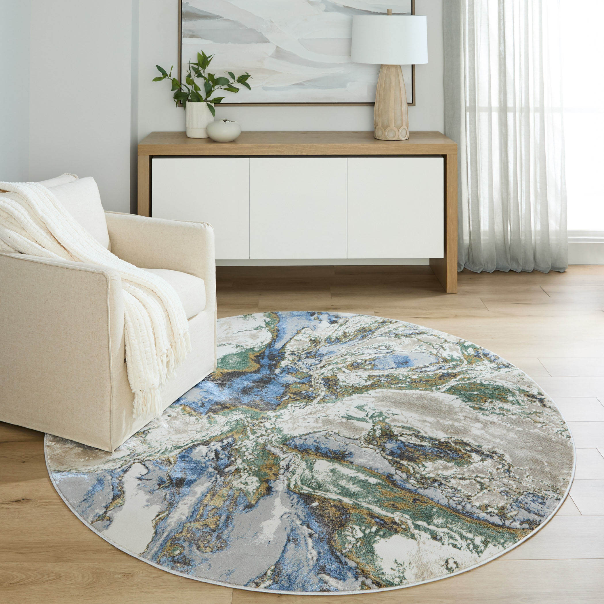 Zaria Earth Tones Rug in 5 Round