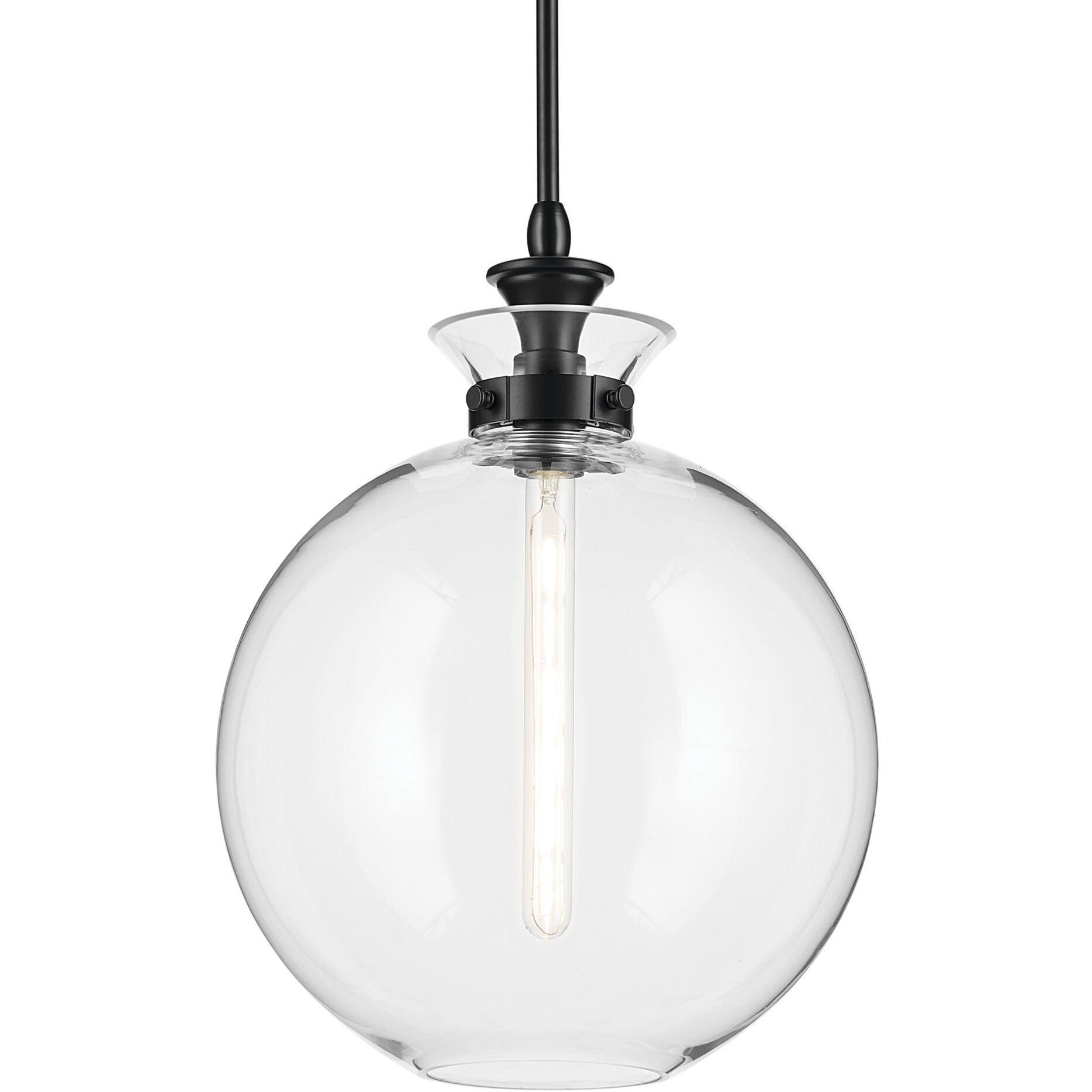 Laria 1 Light Black Pendant Ceiling Light in Clear