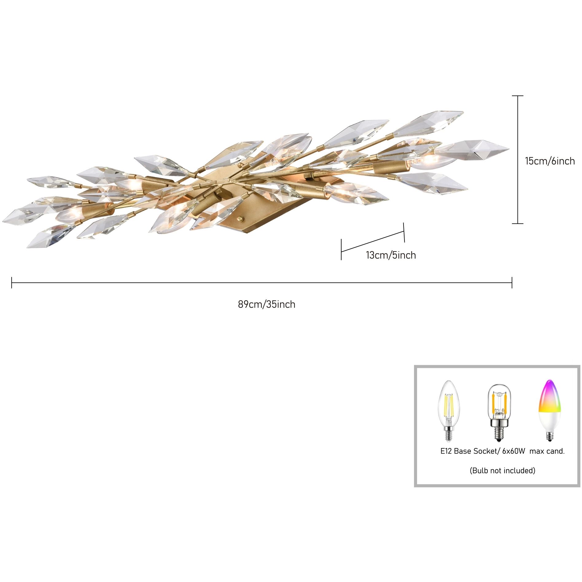 Crystal Fusion 6 Light 35 inch Peruvian Gold Bath Vanity Wall Light