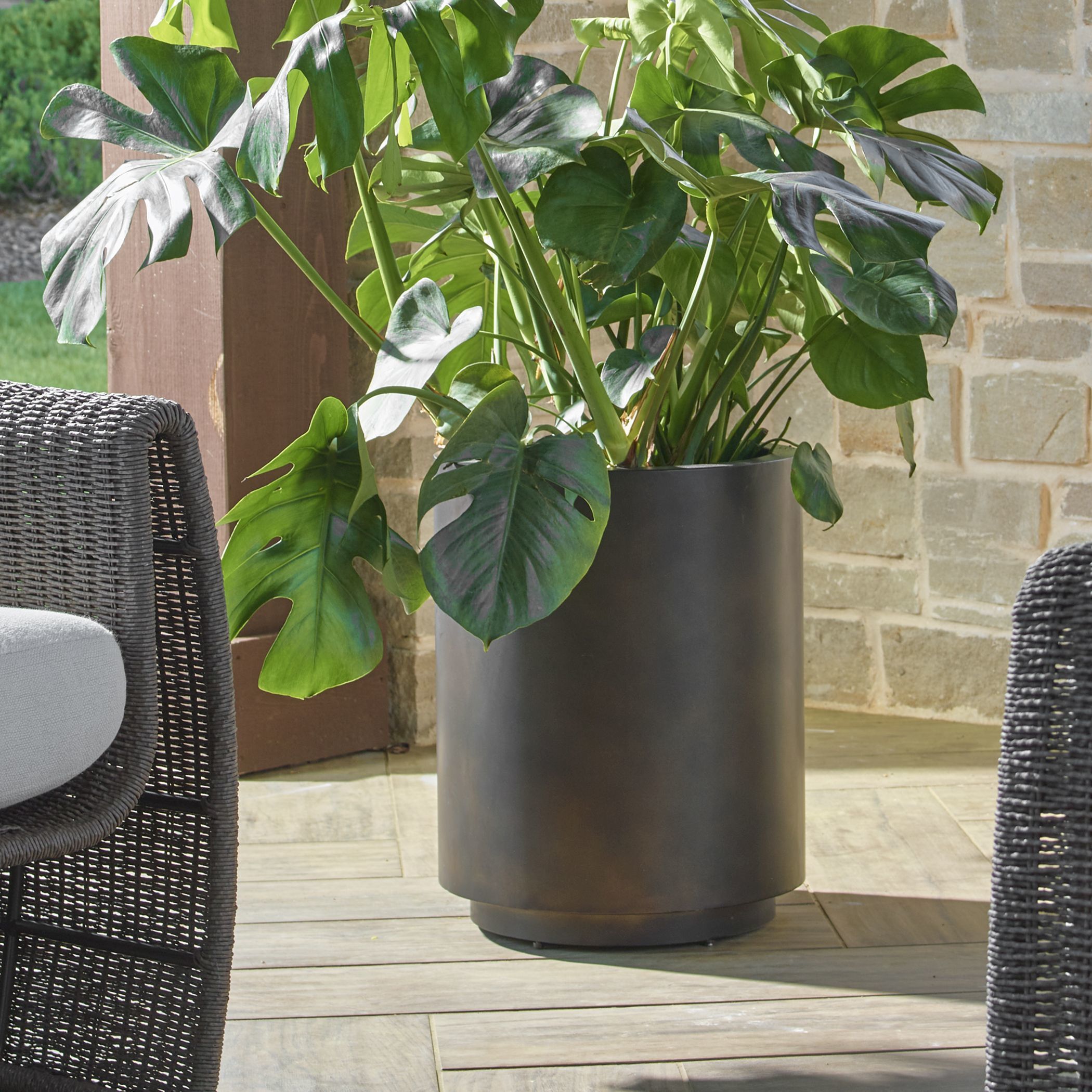 Volcan Matte Bronze Outdoor Planters, Set of 2