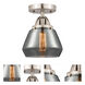 Nouveau 2 Fulton LED 6.75 inch Brushed Satin Nickel Semi-Flush Mount Ceiling Light in Plated Smoke Glass