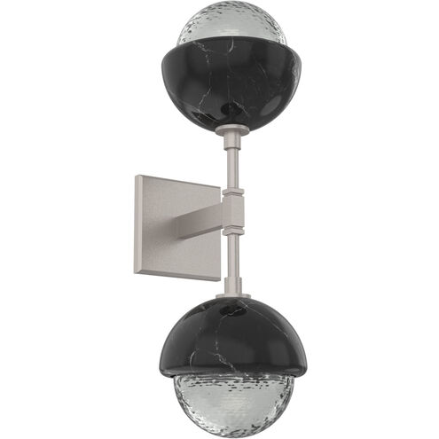 Cabochon LED 7.7 inch Metallic Beige Silver with Black Marble Sconce Wall Light in 3000K LED, Smoke