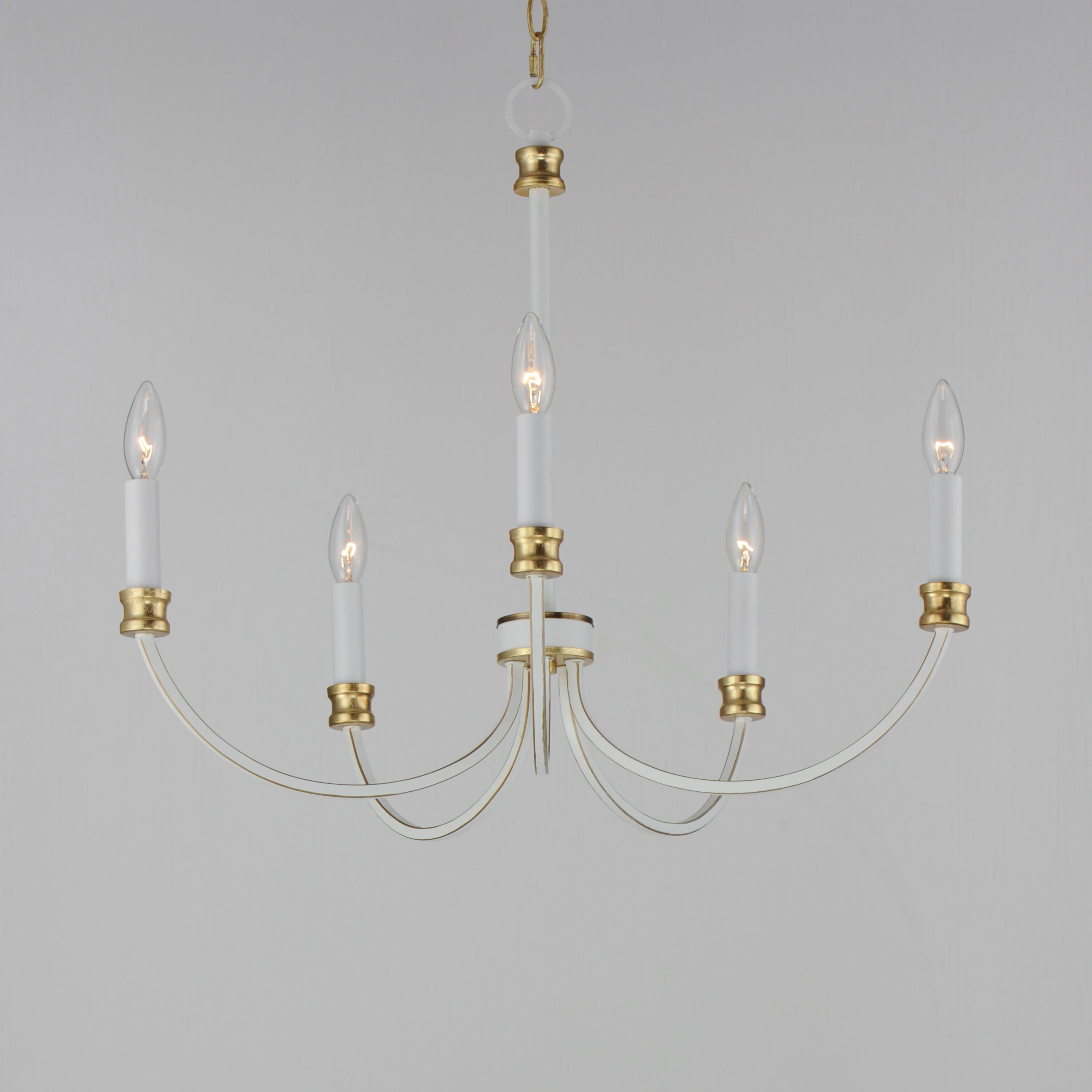 Charlton 5 Light 26 inch Weathered White and Gold Leaf Chandelier Ceiling Light