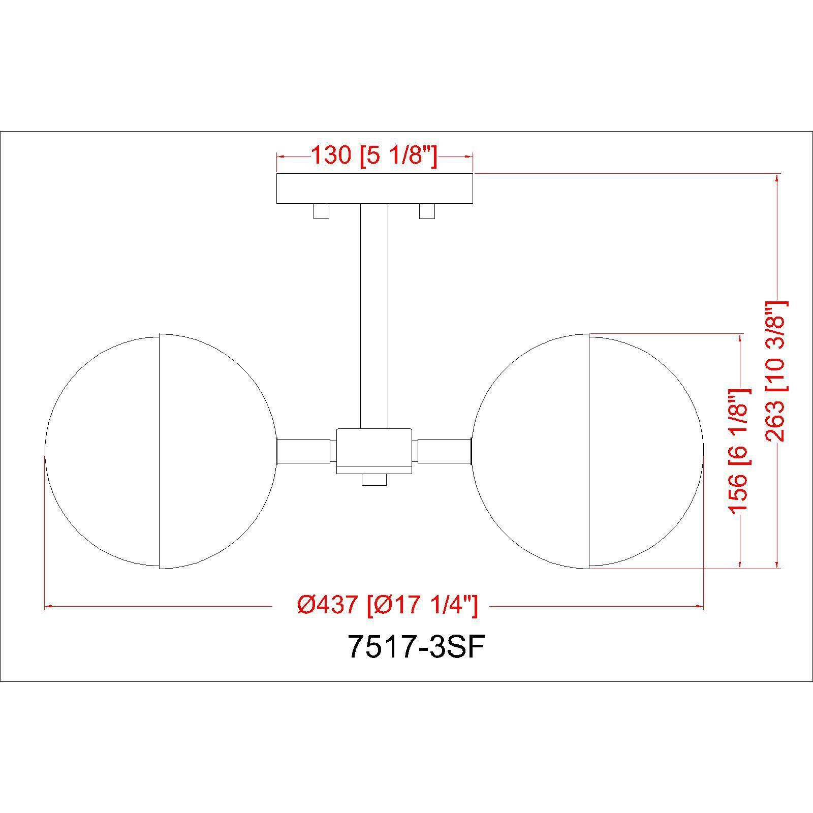 Realm Sphere 3 Light 17.25 inch Modern Gold Semi Flush Mount Ceiling Light