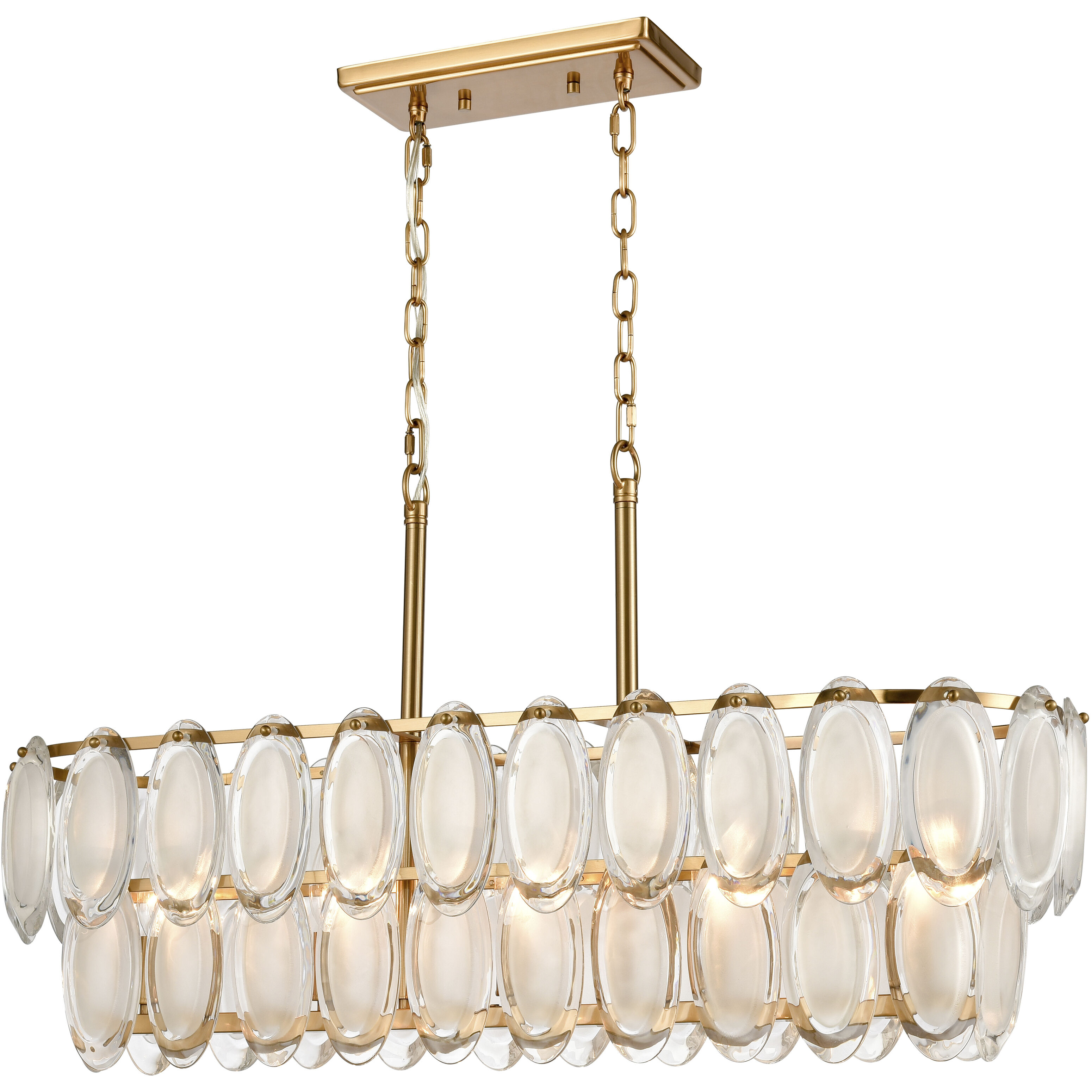 Curiosity 5 Light 32 inch Aged Brass Linear Chandelier Ceiling Light
