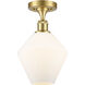 Ballston Cindyrella 1 Light 8 inch Satin Gold Semi-Flush Mount Ceiling Light in Incandescent, Matte White Glass