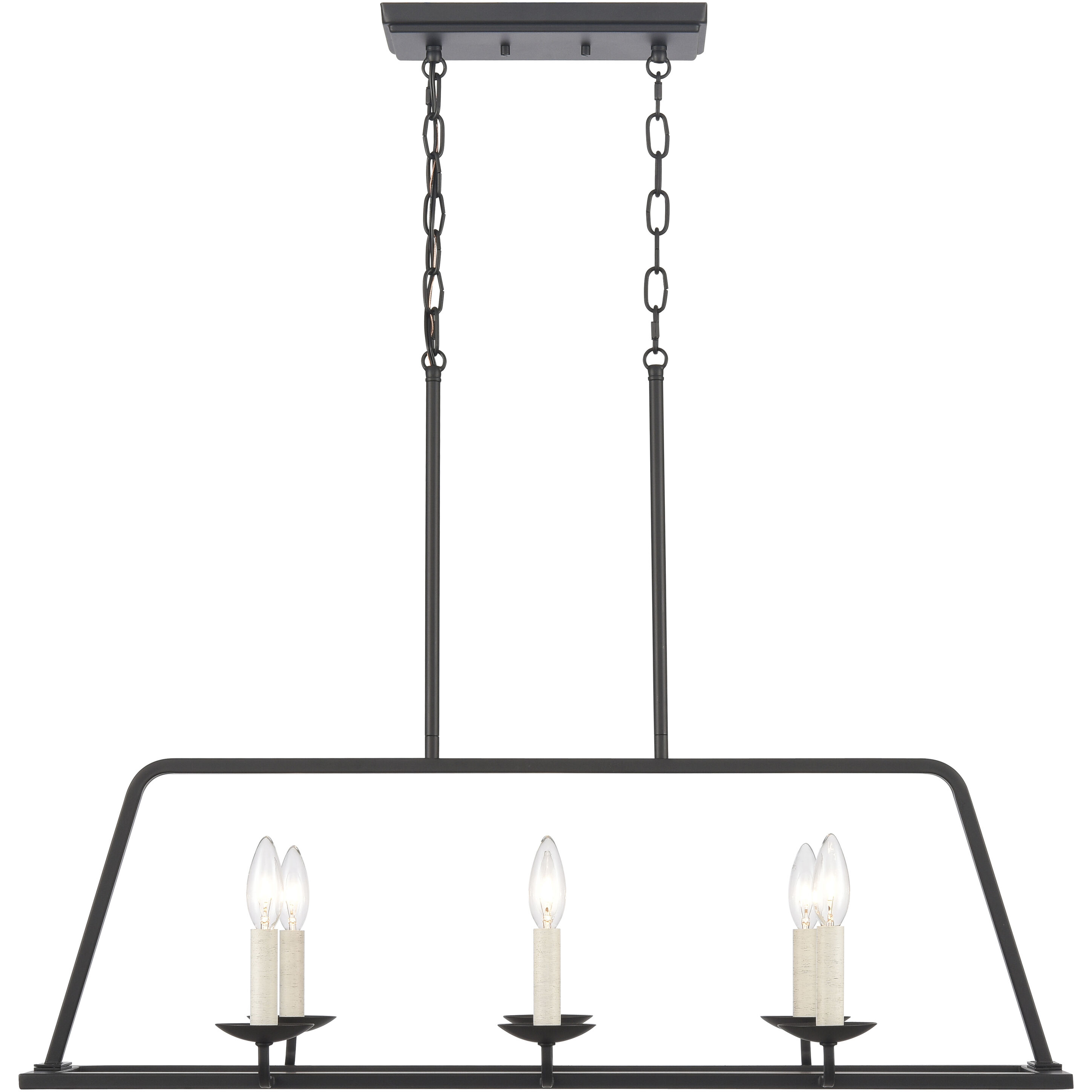 Ellisville 6 Light 34 inch Matte Black Linear Chandelier Ceiling Light