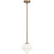 Novo 1 Light 7.88 inch Aged Gold Brass Chandelier Ceiling Light in Aged Gold Brass and Opal Glass
