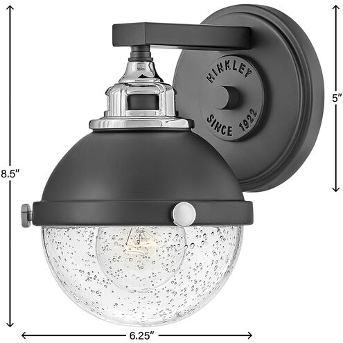 Fletcher LED 8 inch Black with Chrome Vanity Light Wall Light in Black/Chrome