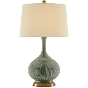 Cait 29.75 inch 150 watt Grass Green/Antique Brass Table Lamp Portable Light