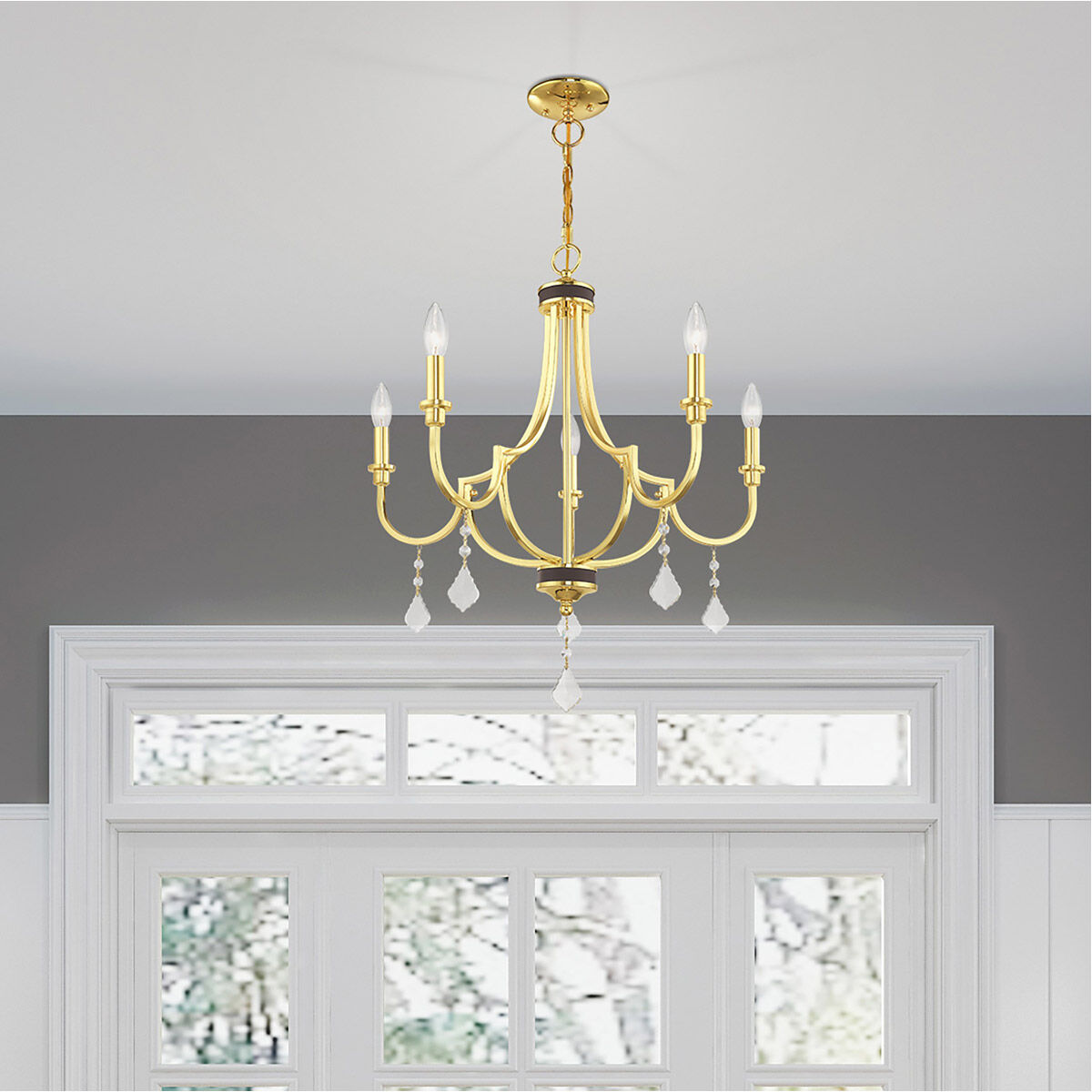 Glendale 5 Light 24.5 inch Polished Brass Chandelier Ceiling Light