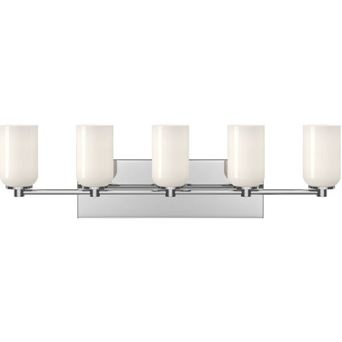 Nola 5 Light 31.75 inch Chrome Bath Vanity Light Wall Light in Glossy Opal Glass Shade