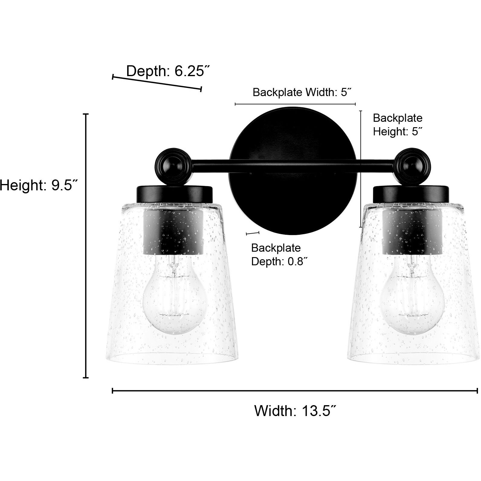 Lauryn 2 Light 13.5 inch Matte Black Bathroom Vanity Light Wall Light