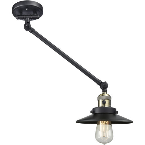 Railroad 21 inch 60.00 watt Black Antique Brass Swing Arm Wall Light, Franklin Restoration