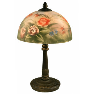 Evelyn 16 inch 60.00 watt Antique Bronze Table Lamp Portable Light in Hand Painted Glass, 2 