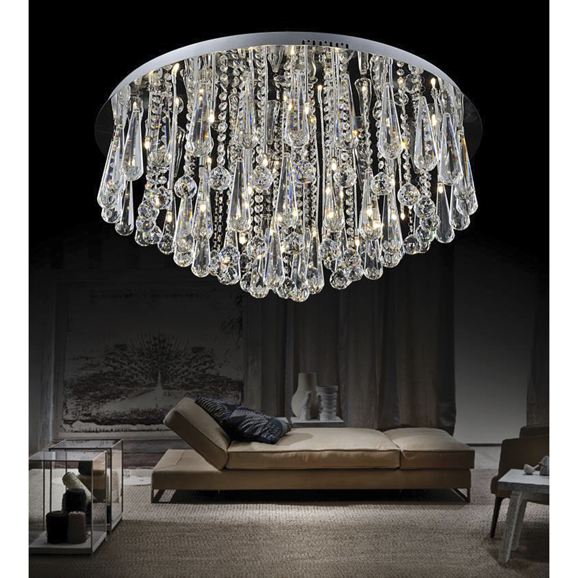 Brianna 12 Light 24 inch Chrome Flush Mount Ceiling Light