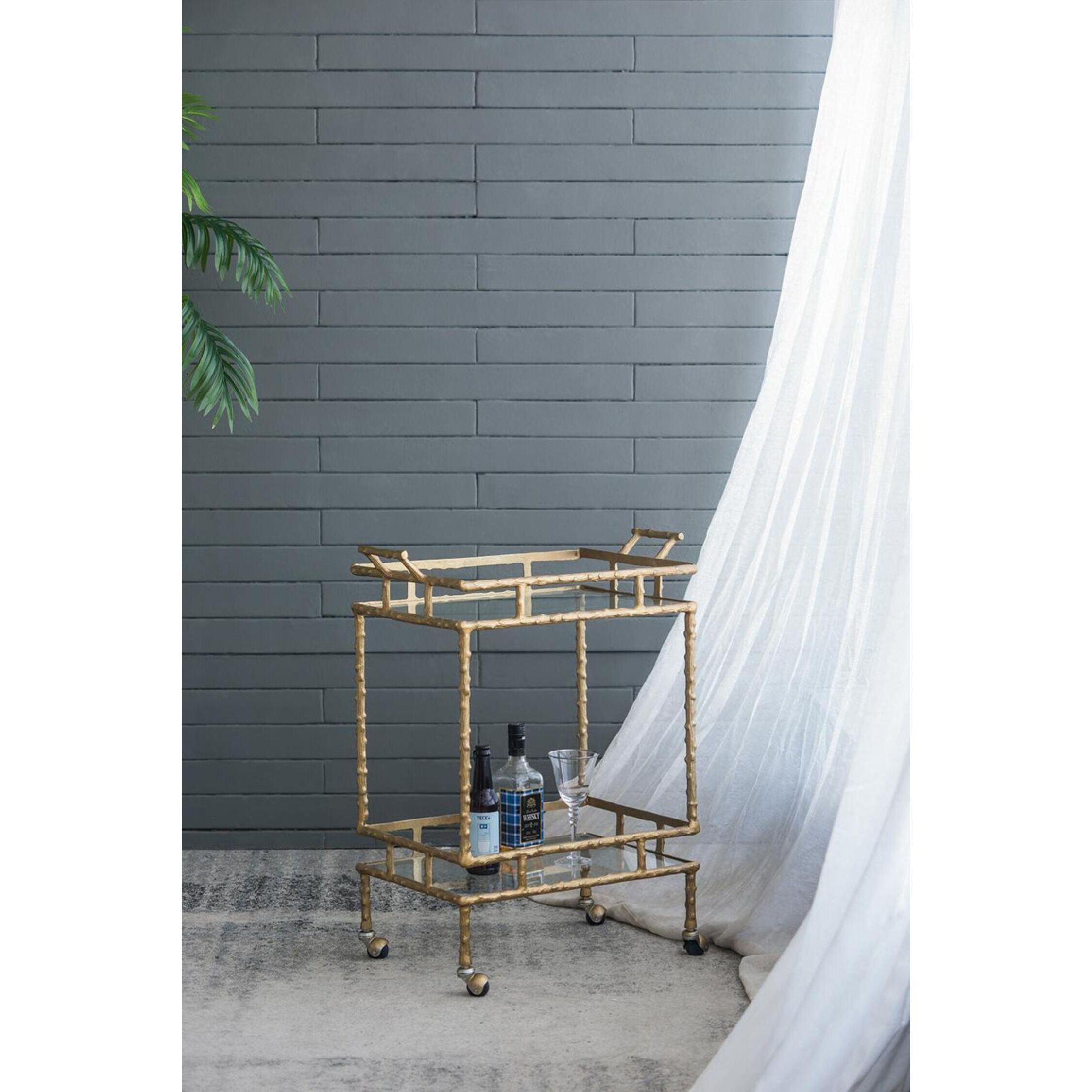 Twig Brass Antique Bar Cart