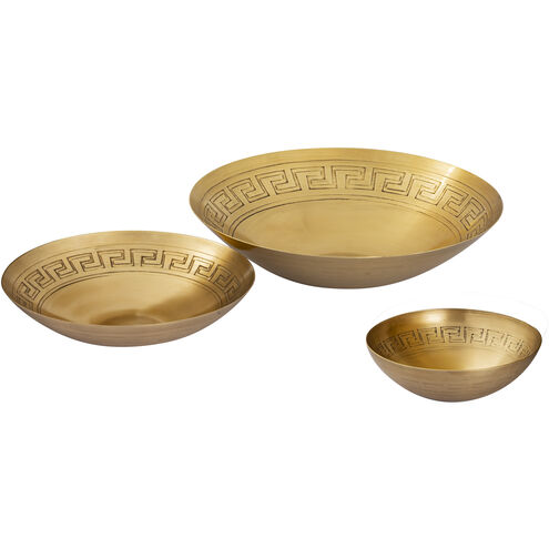 Greek Key 13 X 3.25 inch Decorative Bowl in Antique Brass, Set of 3