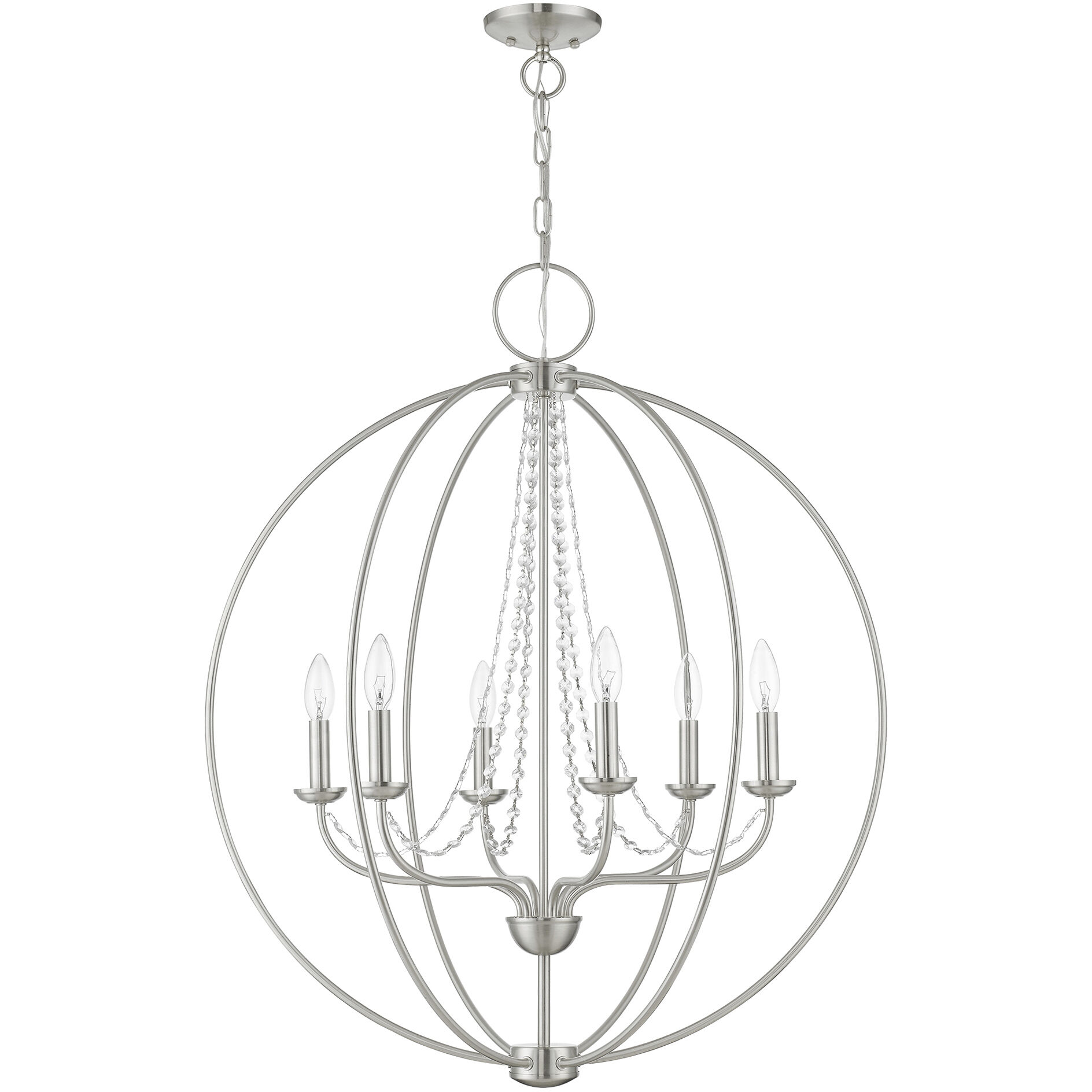 Arabella 6 Light 28 inch Brushed Nickel Pendant Chandelier Ceiling Light, Globe