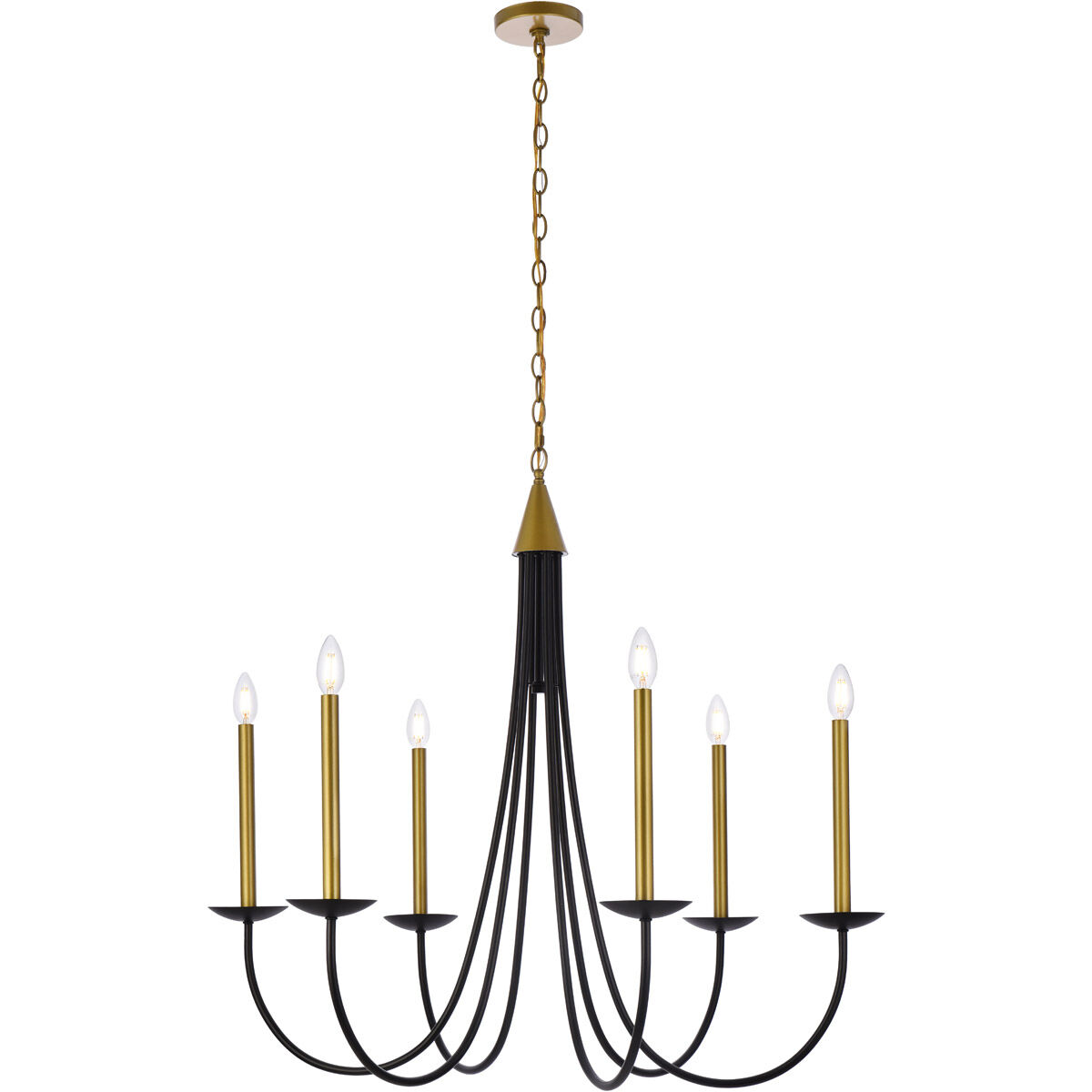 Cohen 6 Light 36 inch Black and Brass Chandelier Ceiling Light