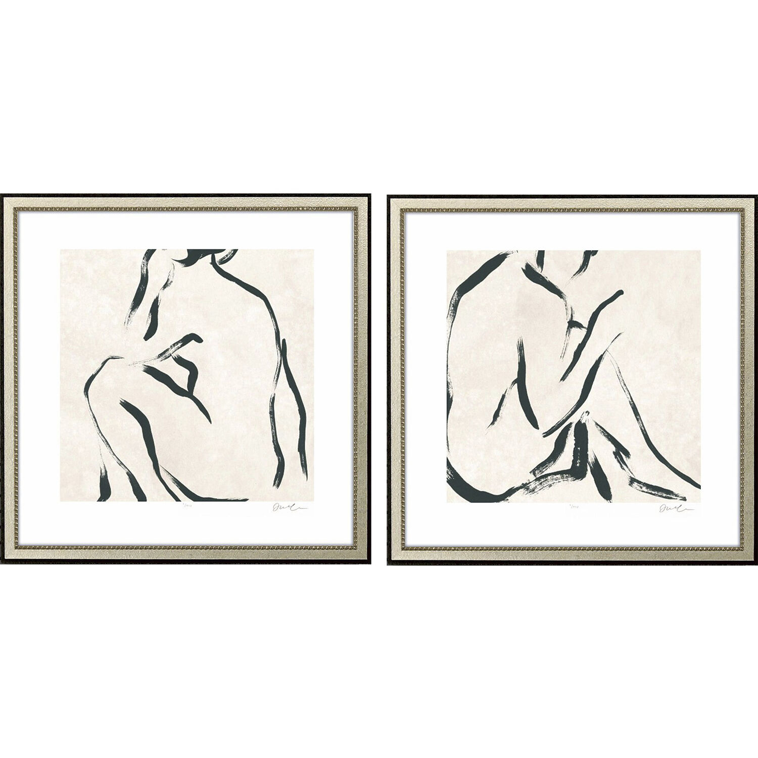 Line Study Beige and Black and Neutral and White Framed Art