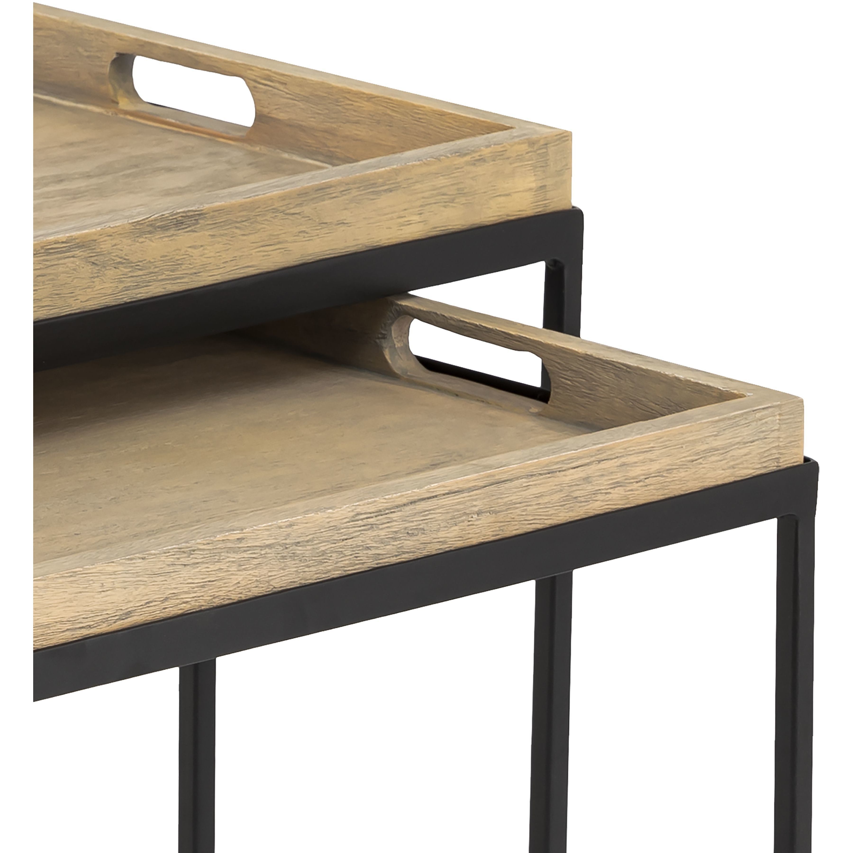 Akin 24 X 18 inch Natural with Black Accent Table, Set of 2