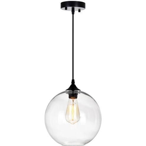 Glass 1 Light 10 inch Black Down Mini Pendant Ceiling Light in Clear