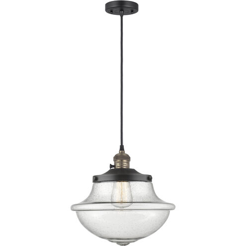 Franklin Restoration Oxford 1 Light 11.75 inch Black Antique Brass Mini Pendant Ceiling Light in Incandescent, Seedy