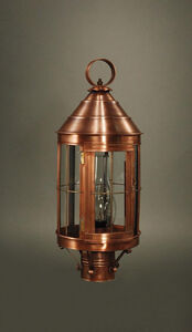 Heal 1 Light 21 inch Antique Copper Post Lantern in Clear Glass, Chimney, Medium
