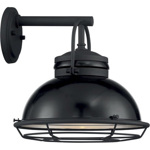 Upton 1 Light 12 inch Gloss Black and Silver Outdoor Wall Fixture