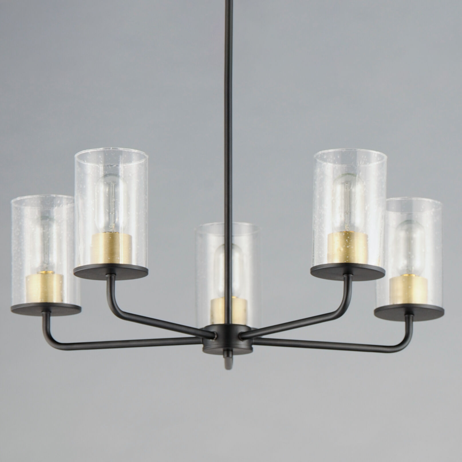 Sleek 5 Light 24.5 inch Antique Brass/Black Chandelier Ceiling Light in Antique Brass and Black