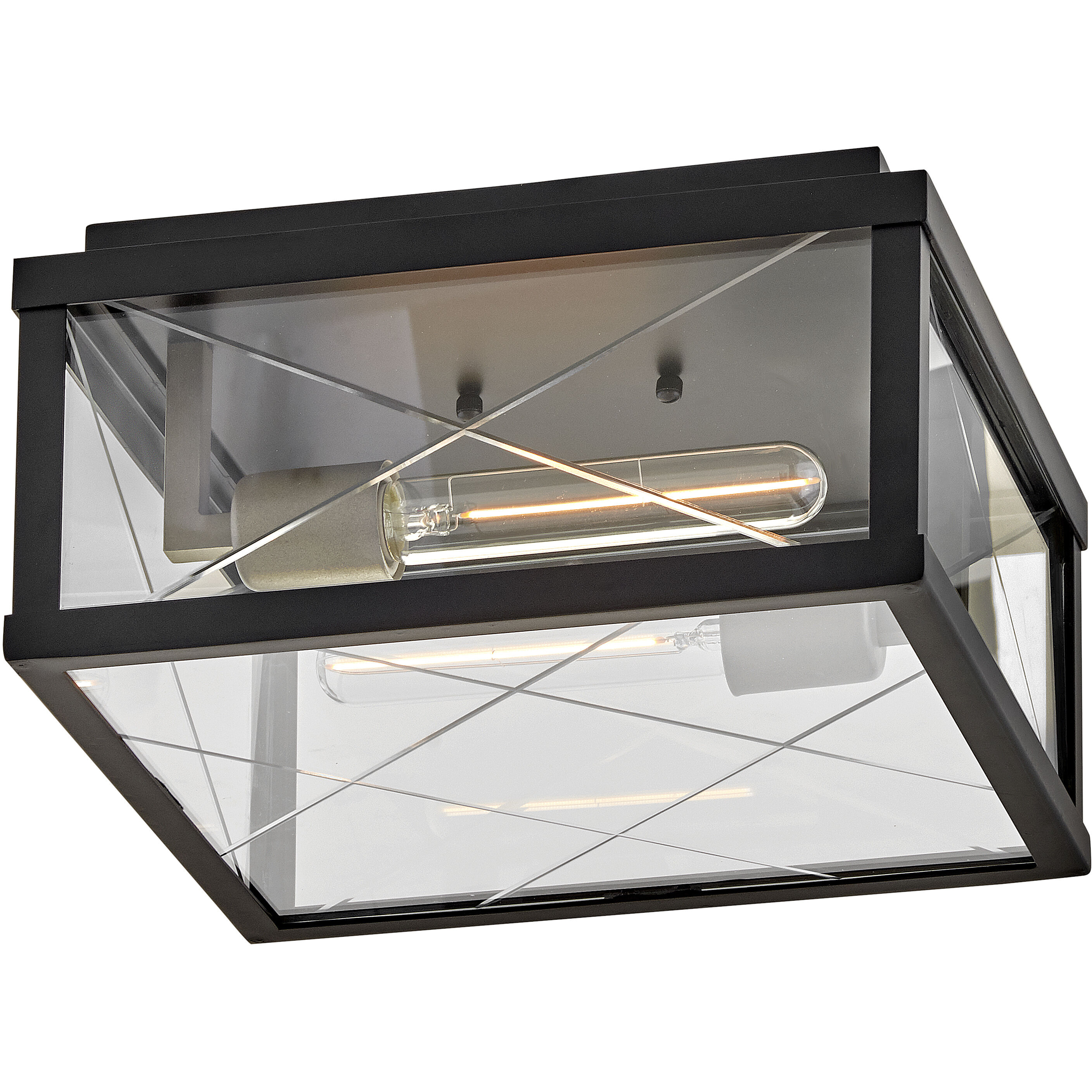Monte 2 Light 12 inch Black with Burnished Bronze Outdoor Ceiling