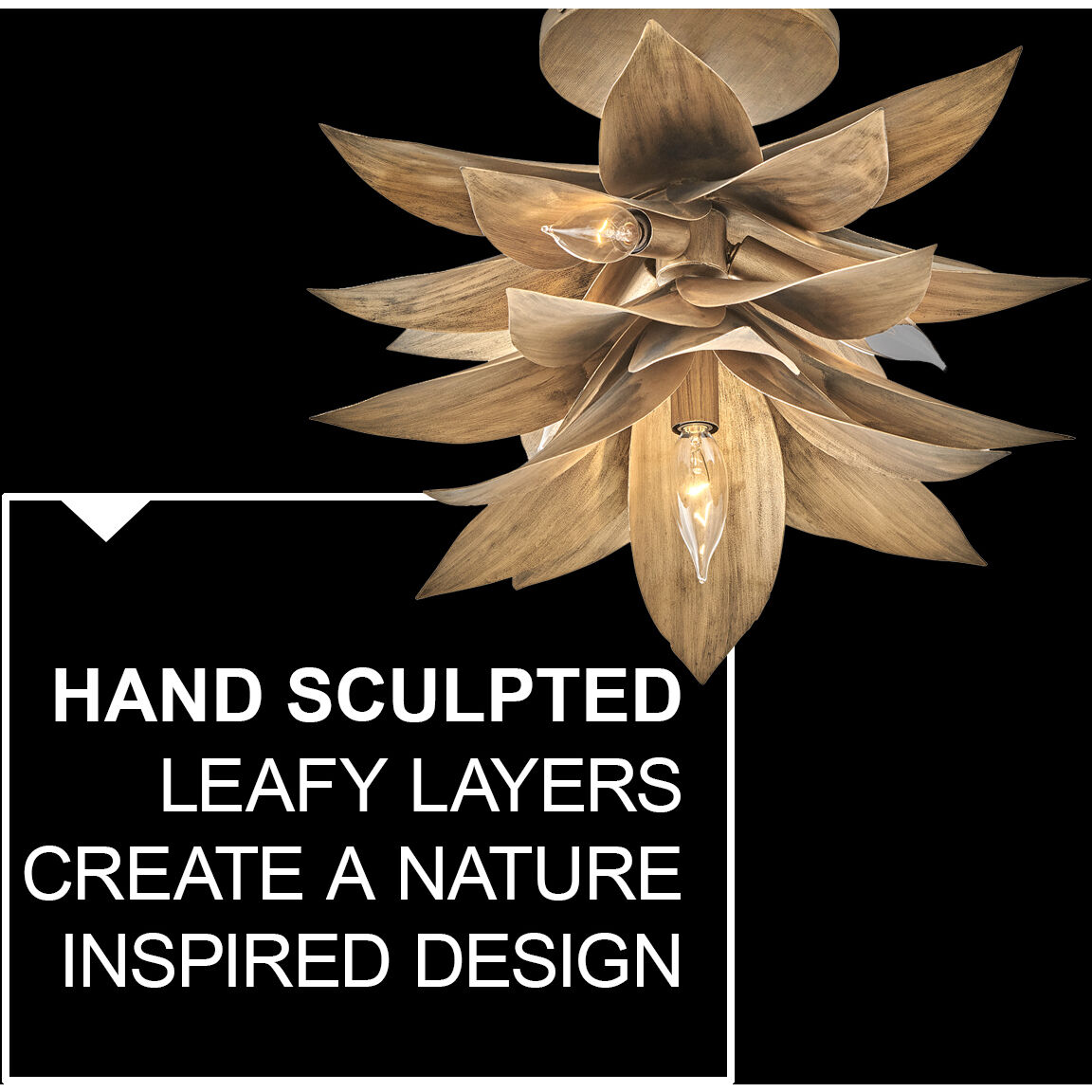 Agave LED 16 inch Burnished Gold Pendant Ceiling Light, Flush Mount