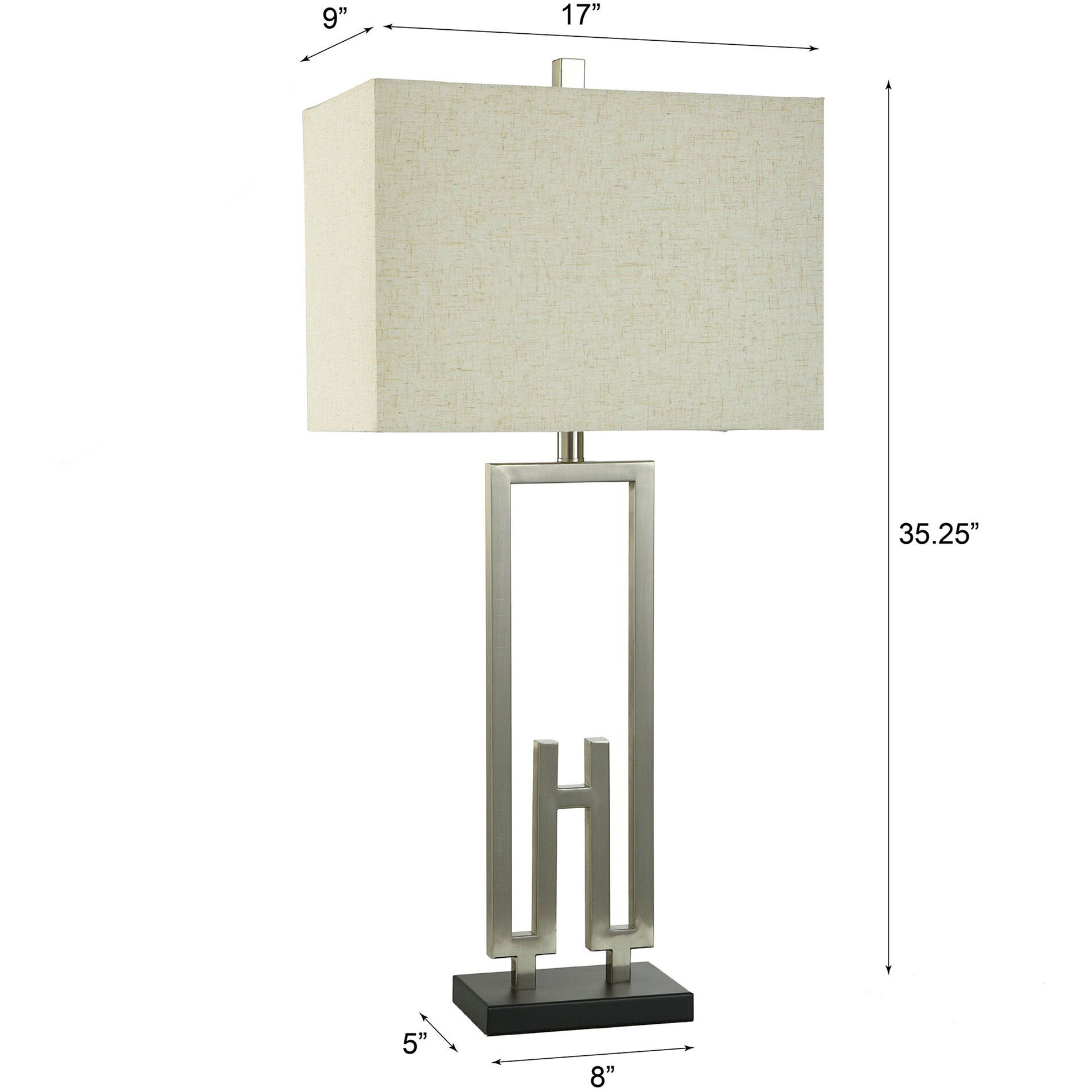 Cameron 35.25 inch 100 watt Brushed Nickel and Black Table Lamp Portable Light