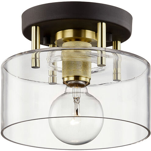 Bergamot Station 1 Light 9 inch Bronze And Brass Semi Flush Ceiling Light