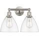 Edison Bristol Glass 2 Light 17 inch Brushed Satin Nickel Bath Vanity Light Wall Light in Clear Glass