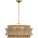 Chapman & Myers Antigua LED 30 inch Antique-Burnished Brass and Natural Abaca Chandelier Ceiling Light