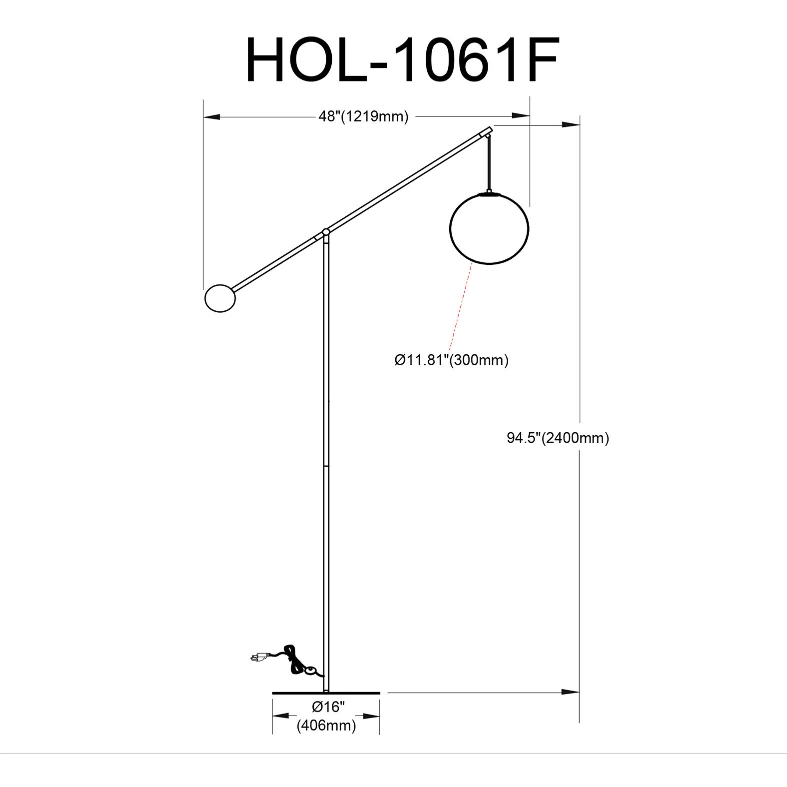 Holly 106 inch 60.00 watt Matte Black Decorative Floor Lamp Portable Light