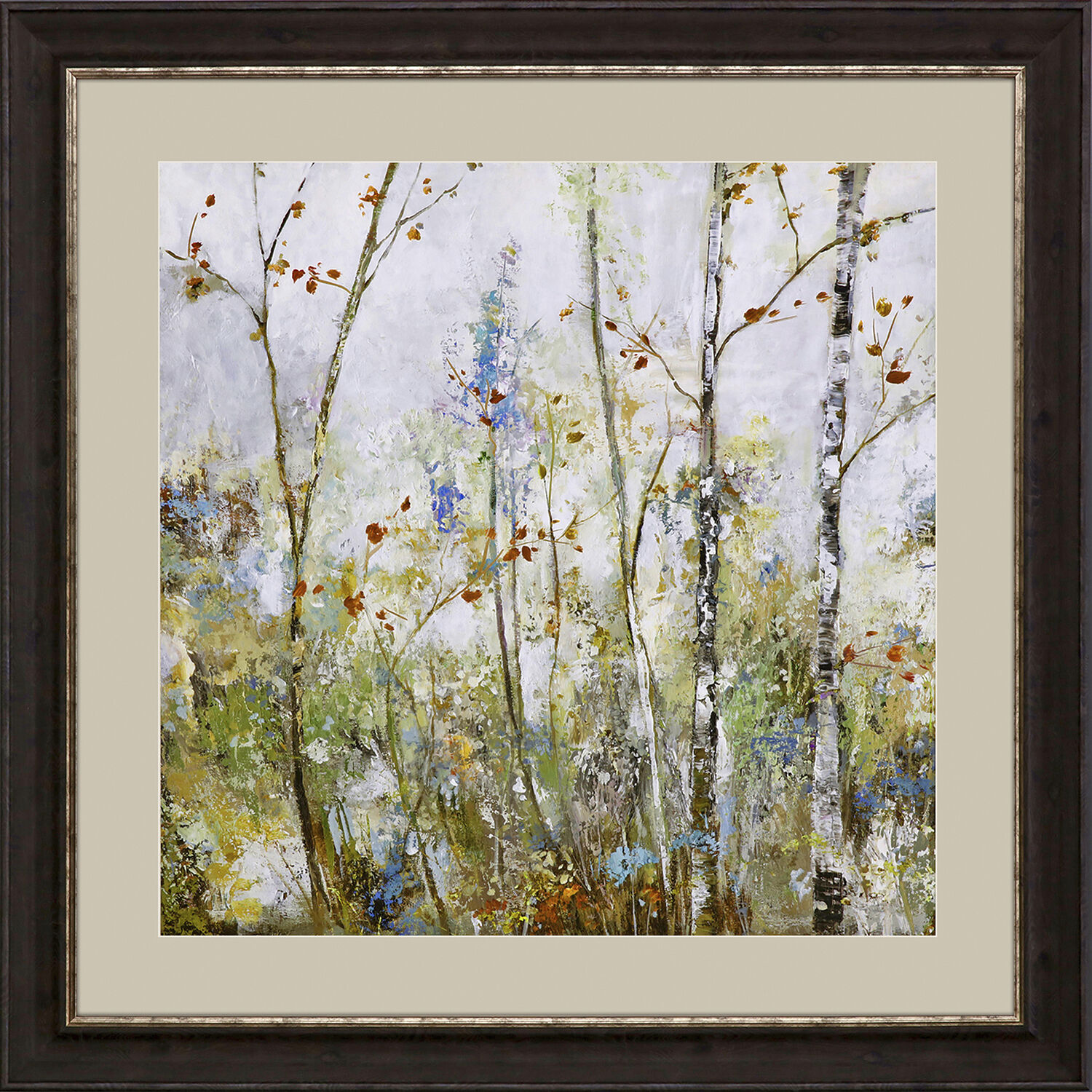 Birch Forest Green and Blue and Multi and Neutral Framed Art