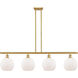 Ballston Athens 4 Light 48 inch Satin Gold Island Light Ceiling Light in Matte White Glass, Ballston