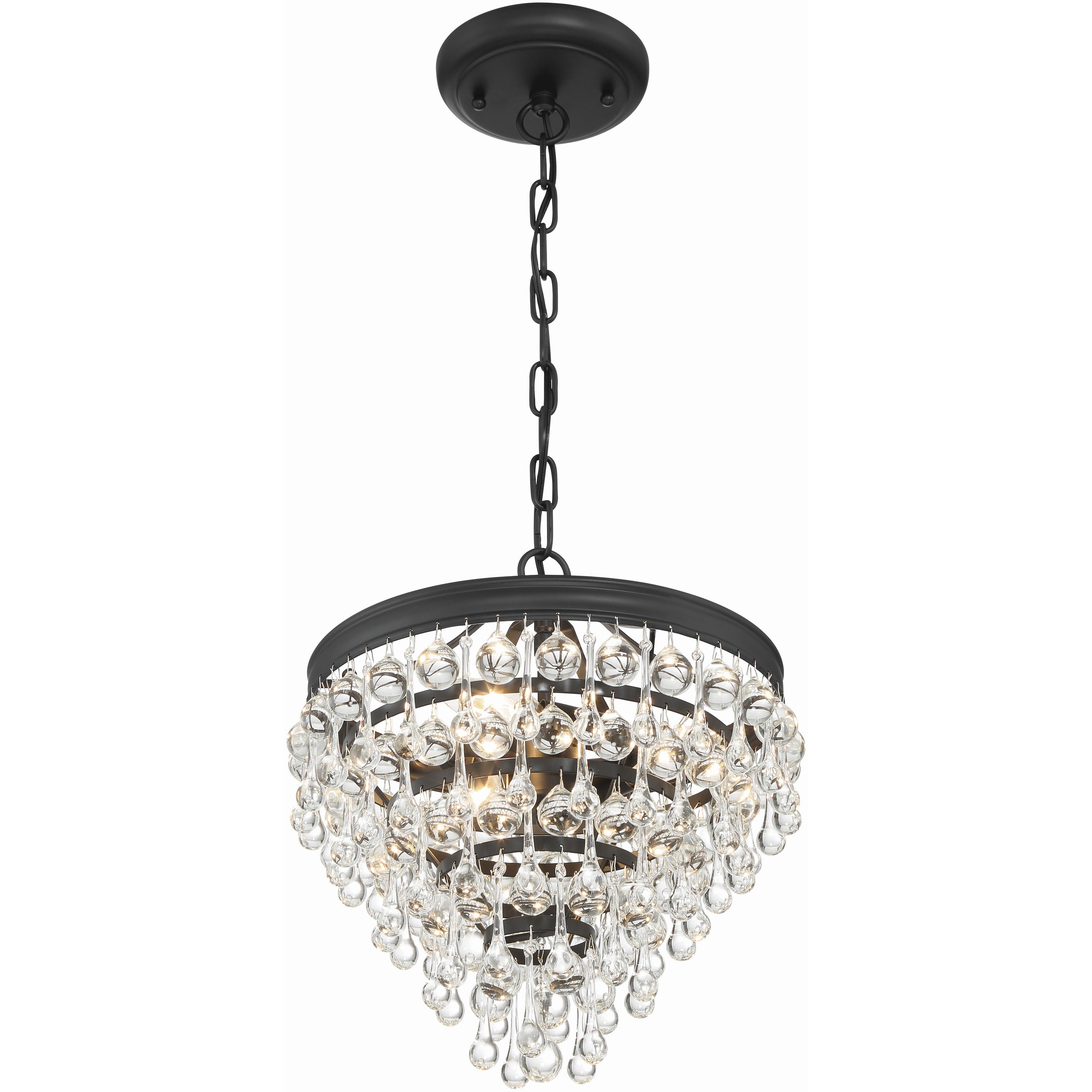 Calypso 3 Light 13 inch Matte Black Chandelier Ceiling Light