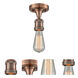 Franklin Restoration Bare Bulb 1 Light 5 inch Antique Copper Semi-Flush Mount Ceiling Light, Franklin Restoration