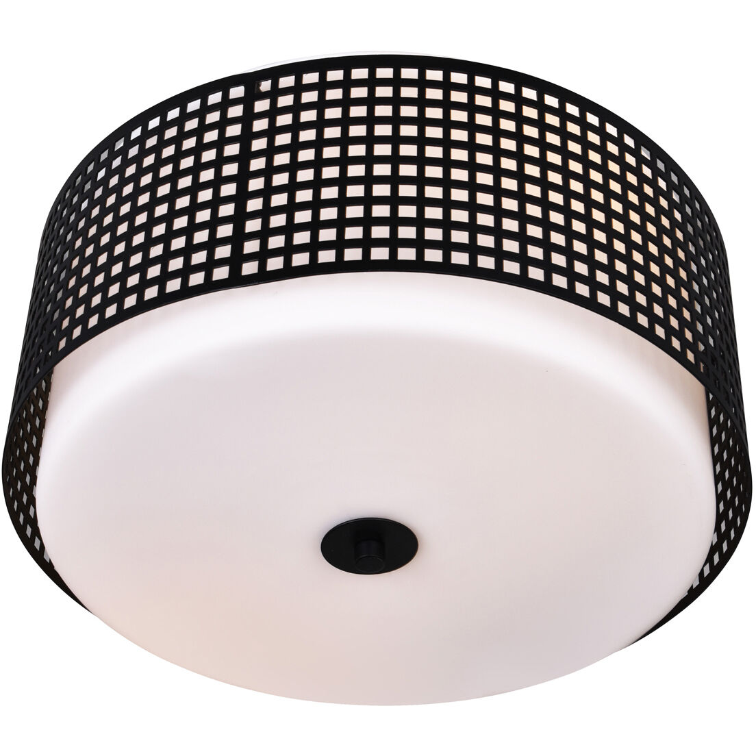 Checkered 2 Light 15 inch Black Drum Shade Flush Mount Ceiling Light