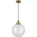 Franklin Restoration Beacon LED 12 inch Brushed Brass Mini Pendant Ceiling Light in Clear, Franklin Restoration
