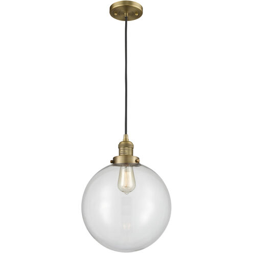 Franklin Restoration Beacon LED 12 inch Brushed Brass Mini Pendant Ceiling Light in Clear, Franklin Restoration