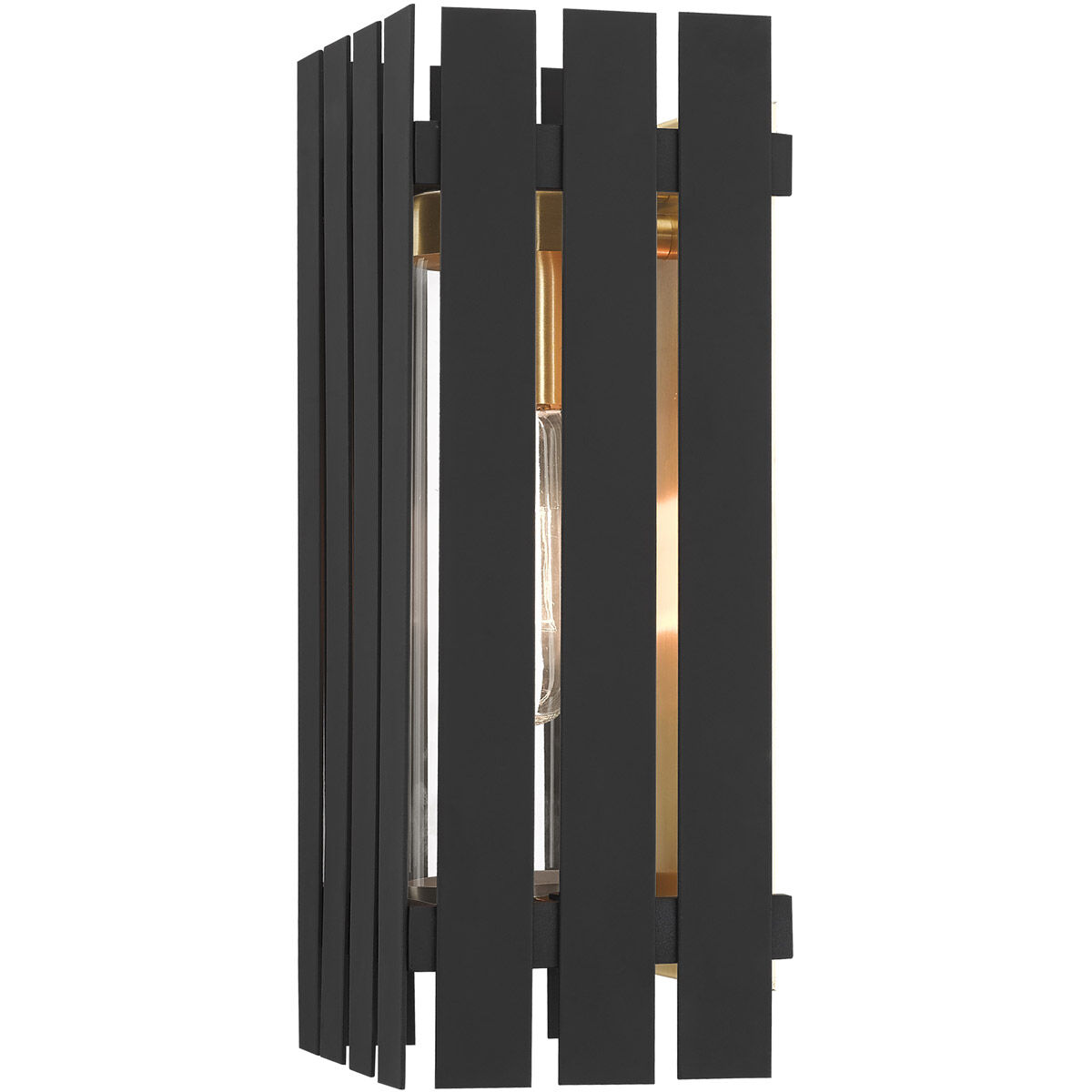 Greenwich 1 Light 10 inch Black with Satin Brass Accents Outdoor Wall Lantern